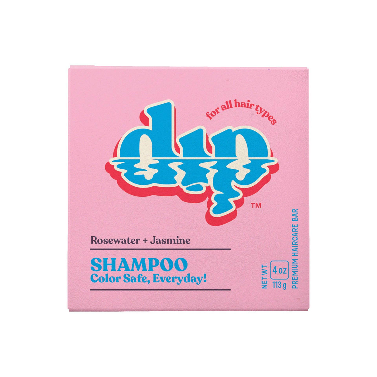 Dip Rosewater and Jasmine color safe everyday shampoo bar packaging