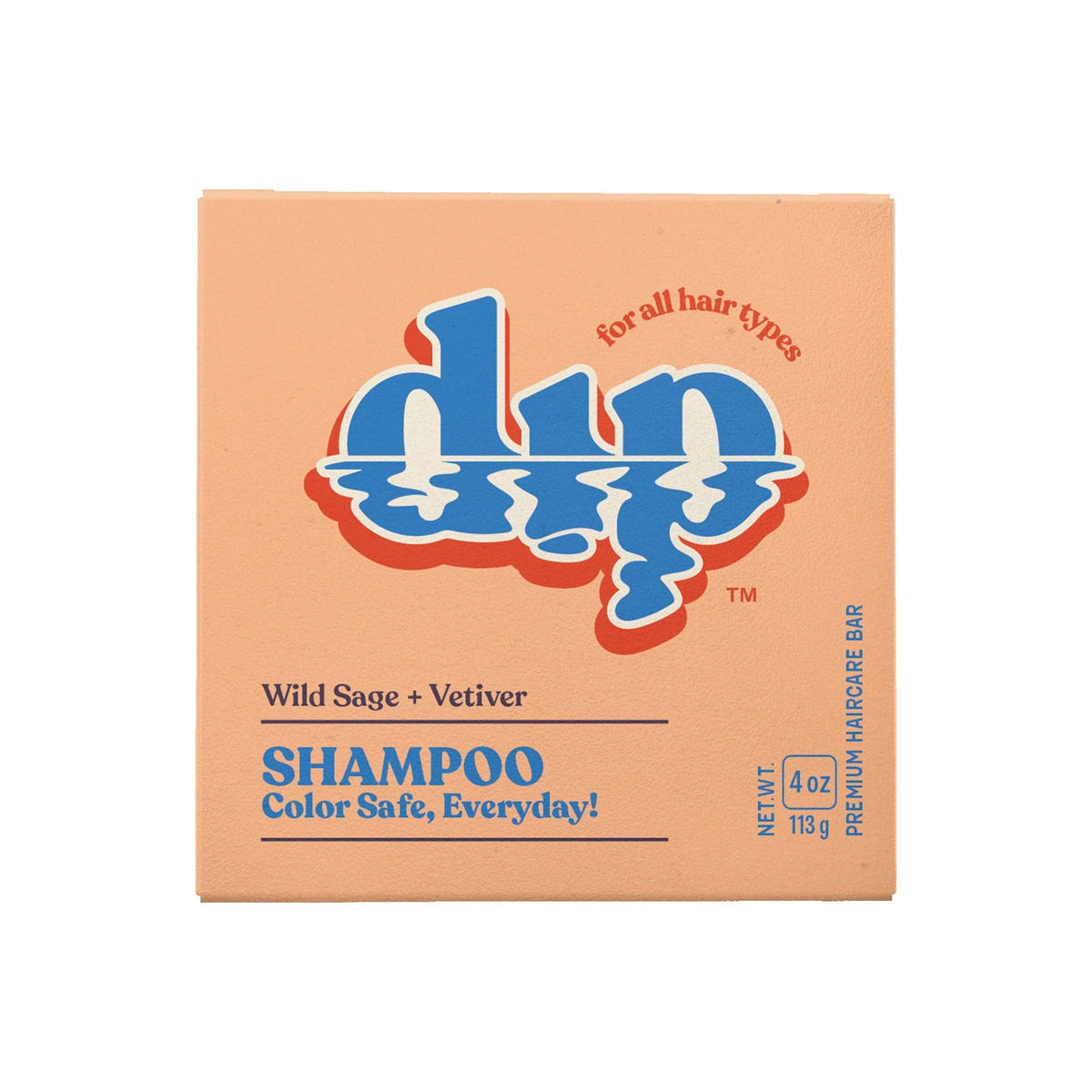 Dip Wild Sage and Vetiver color safe everyday shampoo bar packaging