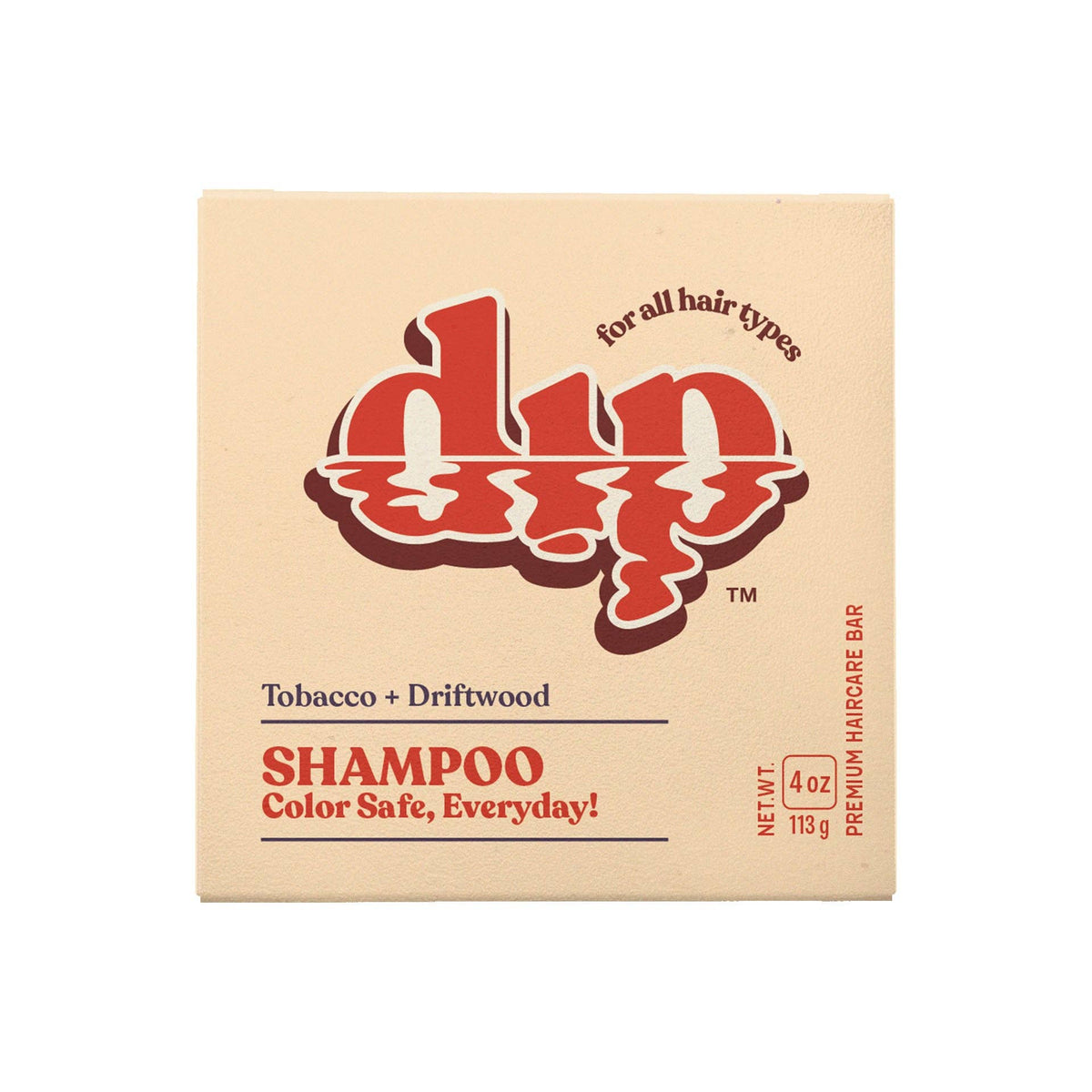 Dip Tobacco and Driftwood color safe everyday shampoo bar packaging