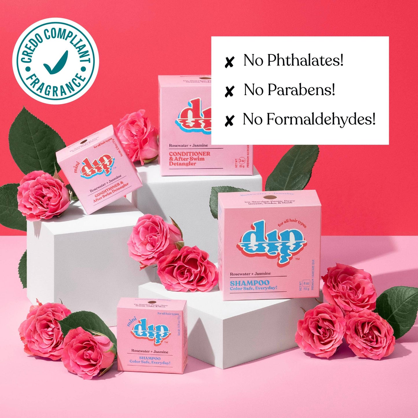 Mini Dip Shampoo Bar: Color Safe, Everyday - Rosewater & Jasmine