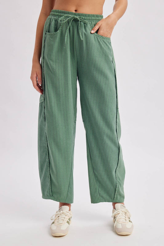 STRIPED WIDE LEG DRAWSTRING PANTS