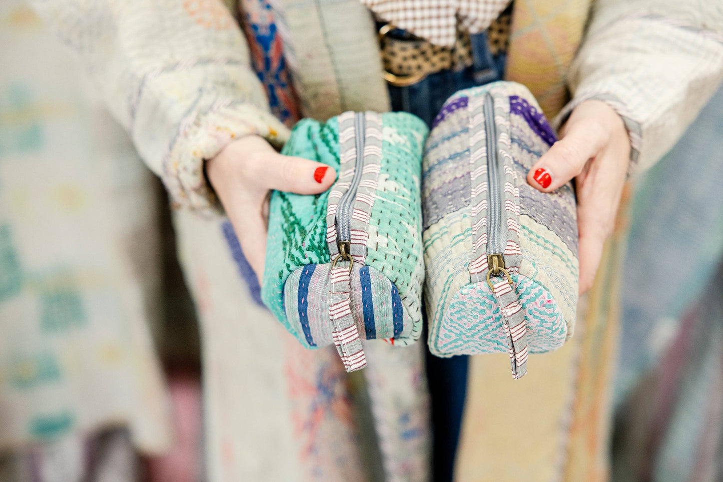 Antique Kantha Patchwork Pouch