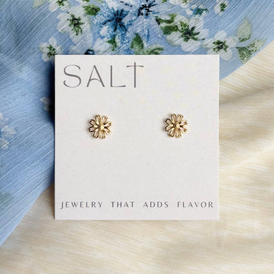 DAISY OUTLINE STUDS | gold | dainty flower post earrings