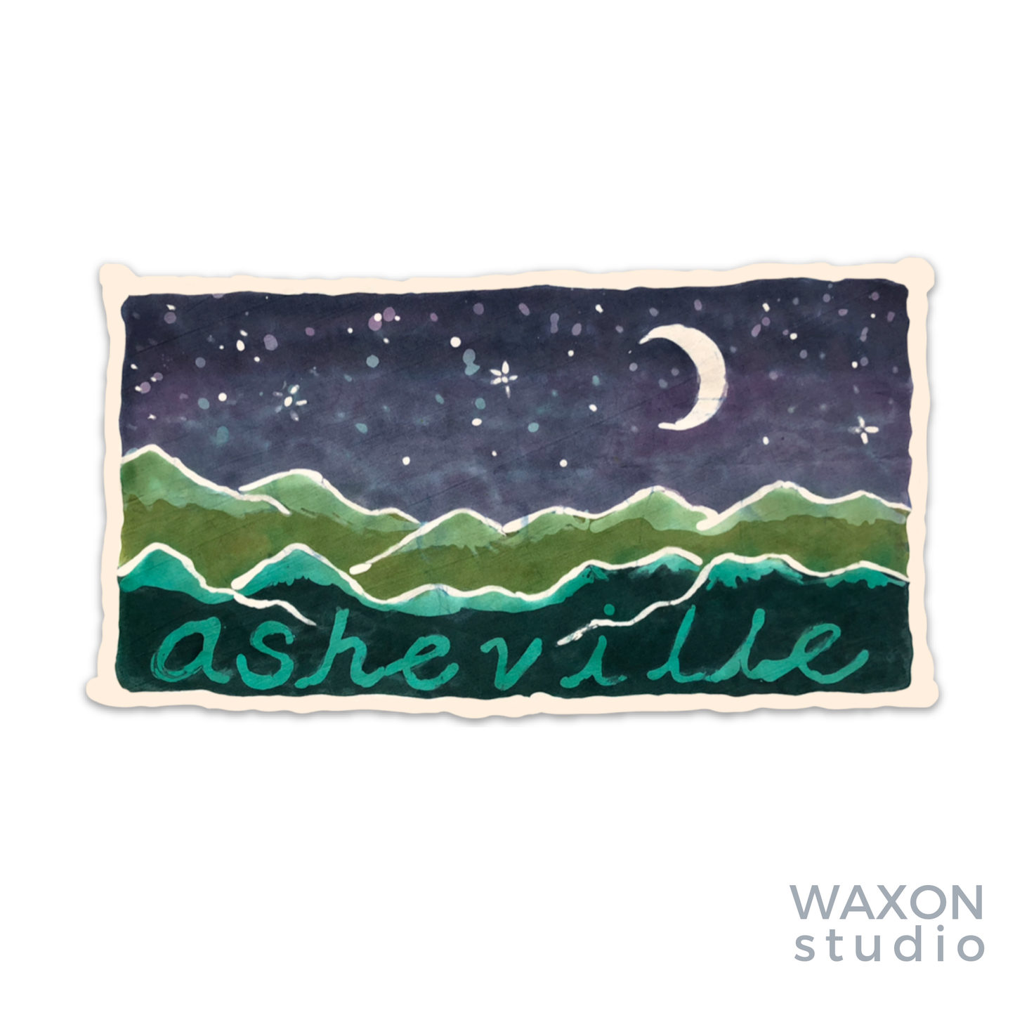 Asheville Nighttime Vinyl Sticker 3x6”