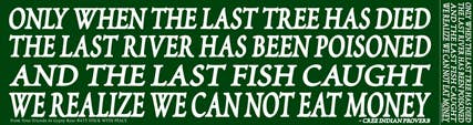 Only When the Last Tree... Bumper Sticker