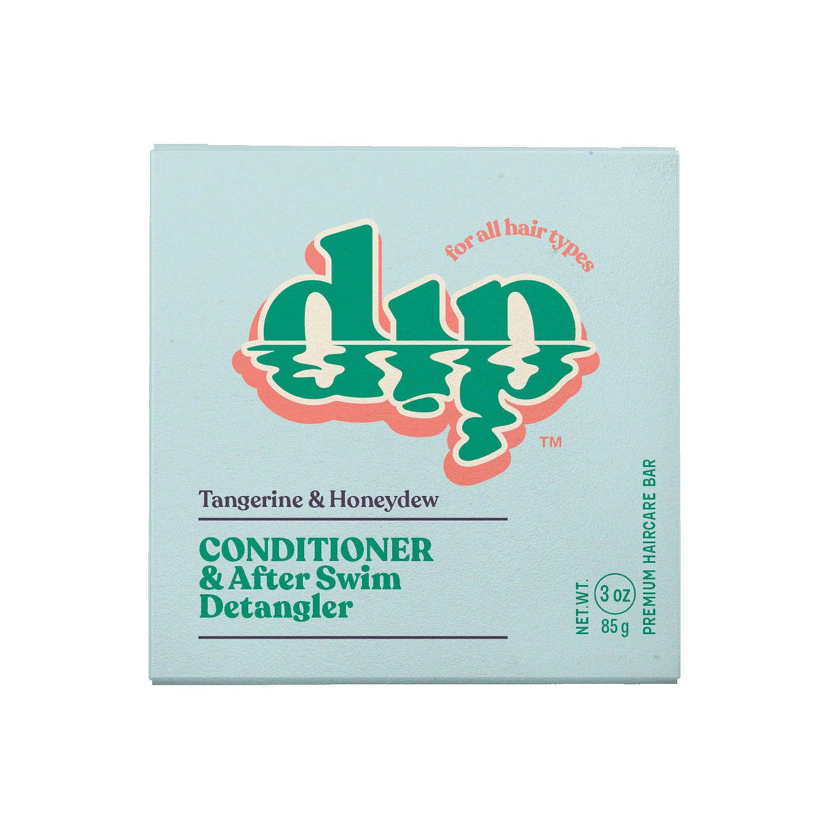 Box of dud hair care product with green and pink design on a light blue background