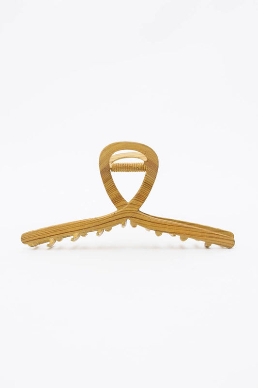 Leto Accessories natural wood textured elongated hair claw clip